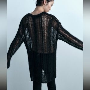 Open work cable knit sweater 2024